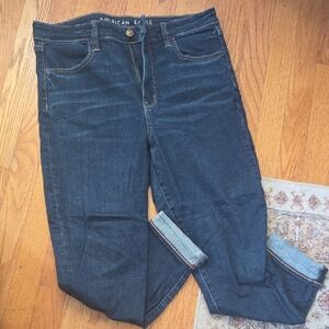 American Eagle Outfitters Dark Blue Ankle Jeans